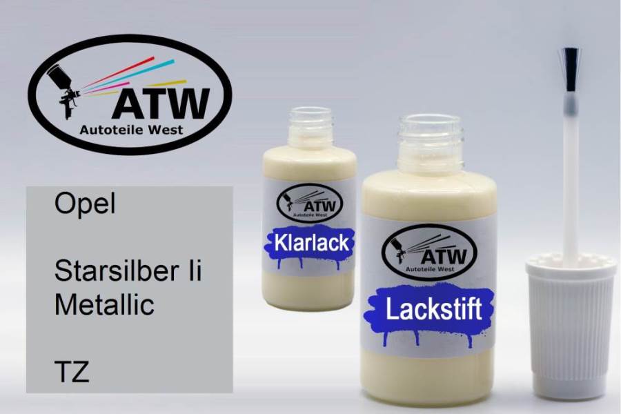 Opel, Starsilber Ii Metallic, TZ: 20ml Lackstift + 20ml Klarlack - Set, von ATW Autoteile West.